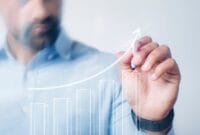 Man giving a business presentation using a high technology digital pen