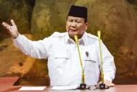 Prabowo berpidato dalam HUT Ke-17 Partai Gerindra di Sentul Internasional Convention Center, Bogor, Jawa Barat, Sabtu (15/2/2025).