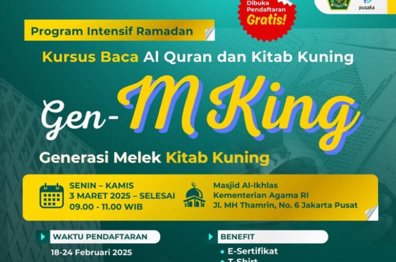 Kemenag Buka Kursus Baca Al-Qur’an dan Kitab Kuning di Ramadan
Kemenag Buka Kursus Baca Al-Qur'an dan Kitab Kuning di Ramadan 1446 H, Sila Daftar!