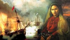 Ilustrasi Laksamana Malahayati memimpin pasukan Inong Balee melawan armada Belanda di Aceh.