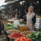 Ilustrasi - Penjual bahan pangan dan kebutuhan pokok di pasar tradisional.
