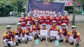 Tim Paskibra Ruyung Naga MAN 3 Kota Padang usai meraih Harapan I dan Danton Terbaik pada LKBB UNP 2025 di Padang, Sabtu (27/9/2025). (Ist.)