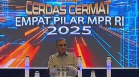 Ketua MPR RI Ahmad Muzani saat menghadiri Lomba Cerdas Cermat Kebangsaan di Padang, Minggu (28/9/2025). (Ist.)