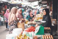 Ilustrasi - Suasana pasar tradisional di Kota Padang pada kios yang menjual bahan pangan pokok. (Ist.)