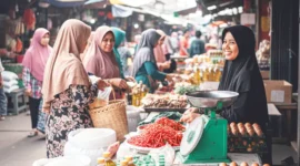 Ilustrasi - Suasana pasar tradisional di Kota Padang pada kios yang menjual bahan pangan pokok. (Ist.)
