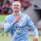 Pemain Manchester City Erling Haaland merayakan gol ke gawang Brentford yang membawa timnya menang 1-0 pada laga Liga Inggris pekan ketujuh musim 2025/2026. (Ist.)