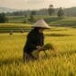 Ilustrasi - Petani panen padi di sawah. (Ist.)