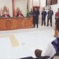 Terdakwa kasus pembunuhan siswi MTsN 2 Tanah Datar menjalani sidang putusan di Pengadilan Negeri Batusangkar, Selasa (14/10/2025). (Ist.)