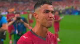 Tangis Cristiano Ronaldo pecah usai kekalahan Portugal dari Spanyol dengan skor 0-1, pada pertandingan babak 16 besar Piala Dunia 2026, Selasa dinihari WIB (7/7/2026). (Ist.)
