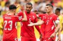 Pemain Timnas Swiss merayakan kelolosan ke babak perempatfinal Piala Dunia 2026, usai mengalahkan Kolombia melalui adu penalti di babak 16 besar, Rabu dinihari WIB (8/7/2026). (Ist.)