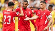 Pemain Timnas Swiss merayakan kelolosan ke babak perempatfinal Piala Dunia 2026, usai mengalahkan Kolombia melalui adu penalti di babak 16 besar, Rabu dinihari WIB (8/7/2026). (Ist.)