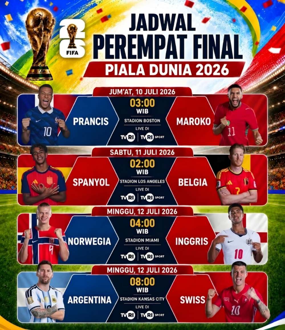 Enam Wakil Eropa, Satu Kejutan Afrika, dan Satu Harapan Amerika Selatan: Inilah Peta Persaingan Perempat Final Piala Dunia 2026