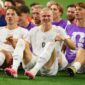 Pemain Timnas Norwegia melakukan selebrasi Dayung Viking. (Ist.)