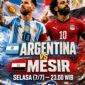 Bentrokan bersejarah antara Argentina vs Mesir di babak 16 besar Piala Dunia 2026 akan digelar di Mercedes-Benz Stadium, Atlanta, Selasa malam (7/7) pukul 23.00 WIB. 