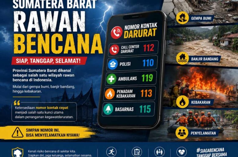 Daftar Nomor Darurat Sumatera Barat Penanganan Bencana Masyarakat wajib tahu dan hafal nomor panggilan darurat untuk wilayah Sumatera Barat.