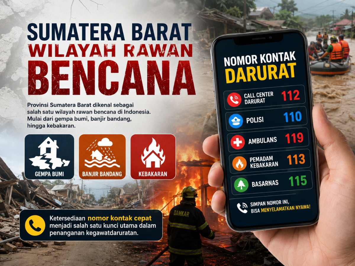 Catat dan Simpan, Ini Daftar Nomor Kontak Darurat Bebas Pulsa di Sumatera Barat