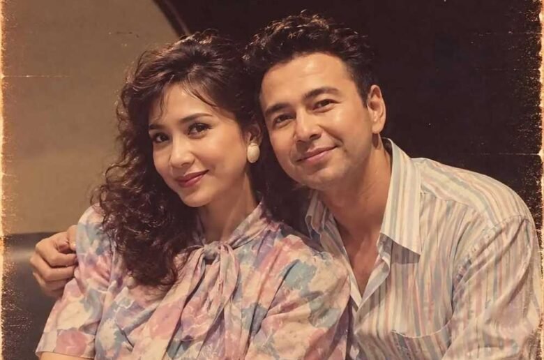 Tampilan foto Raffi Ahmad dan Nagita Slavina hasil olahan AI tersebut menampilkan detail khas era 80-an, mulai dari tatanan rambut bervolume hingga pilihan pakaian ikonik. (Foto: IG Raffi Ahmad)