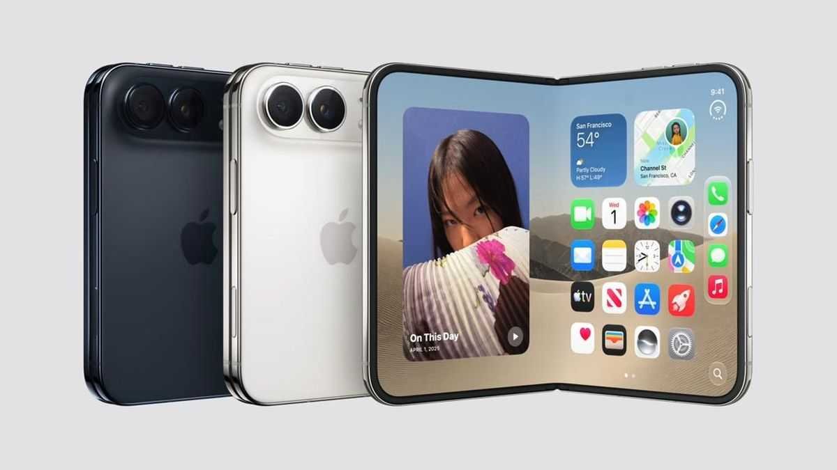 Foto iPhone Duo, ponsel lipat pertama Apple dengan desain paspor dan layar dalam 7,6 inci.